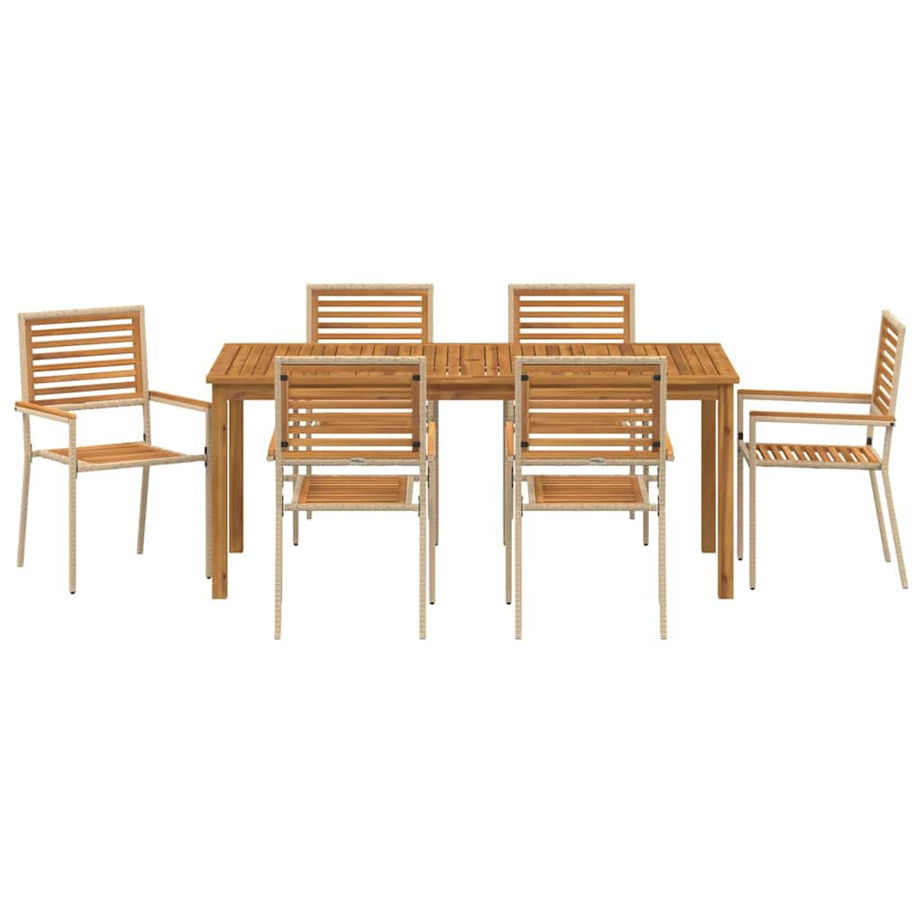 vidaXL Garden Dining Set 7 pcs Beige Solid Acacia Wood
