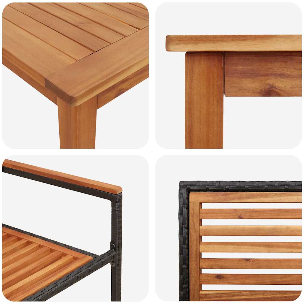 vidaXL Garden Dining Set 9 pcs Black Solid Acacia Wood