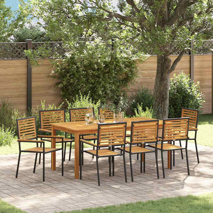 vidaXL Garden Dining Set 9 pcs Black Solid Acacia Wood