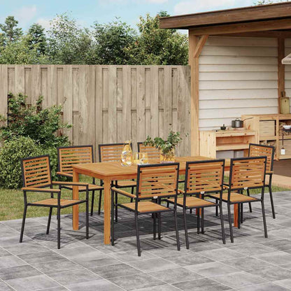vidaXL Garden Dining Set 9 pcs Black Solid Acacia Wood