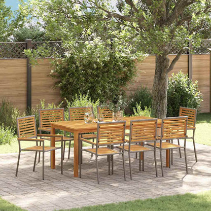 vidaXL Garden Dining Set 9 pcs Grey Solid Acacia Wood