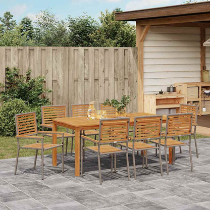 vidaXL Garden Dining Set 9 pcs Grey Solid Acacia Wood