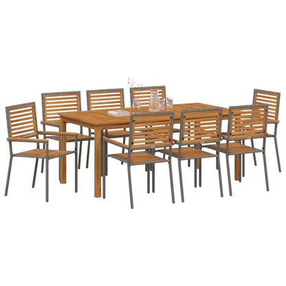 vidaXL Garden Dining Set 9 pcs Grey Solid Acacia Wood