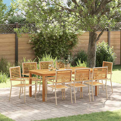vidaXL Garden Dining Set 9 pcs Beige Solid Acacia Wood