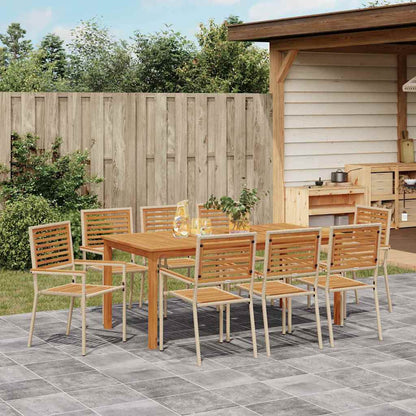 vidaXL Garden Dining Set 9 pcs Beige Solid Acacia Wood