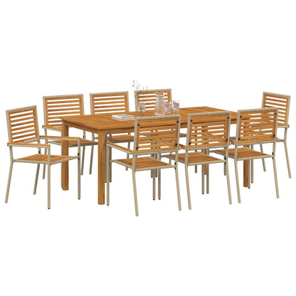 vidaXL Garden Dining Set 9 pcs Beige Solid Acacia Wood