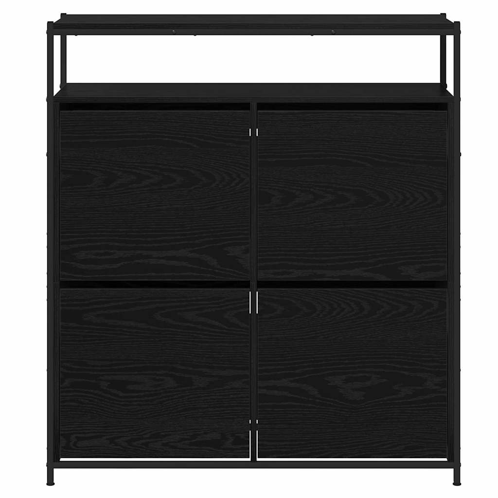 vidaXL Shoe Cabinet Black Oak 100 x 34 x 112 cm Engineered Wood