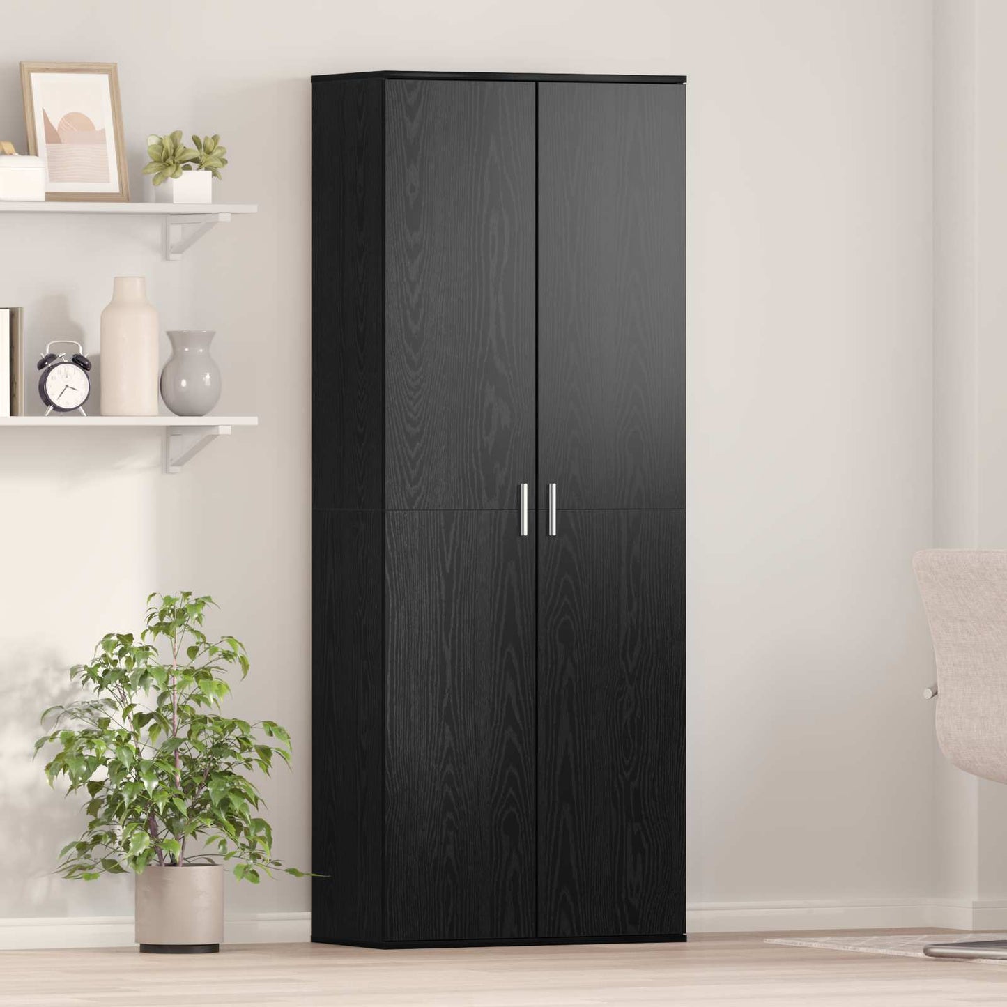 vidaXL Highboard 70 x 33.5 x 180 cm Engineered Wood Black Oak