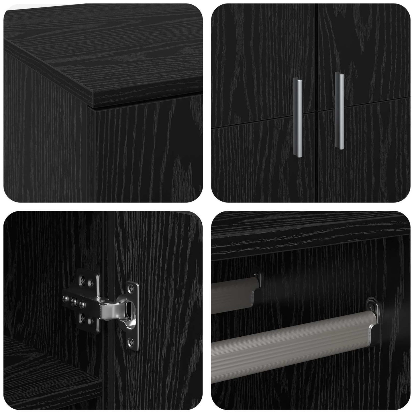 vidaXL Highboard 80 x 39 x 178 cm Engineered Wood Black Oak