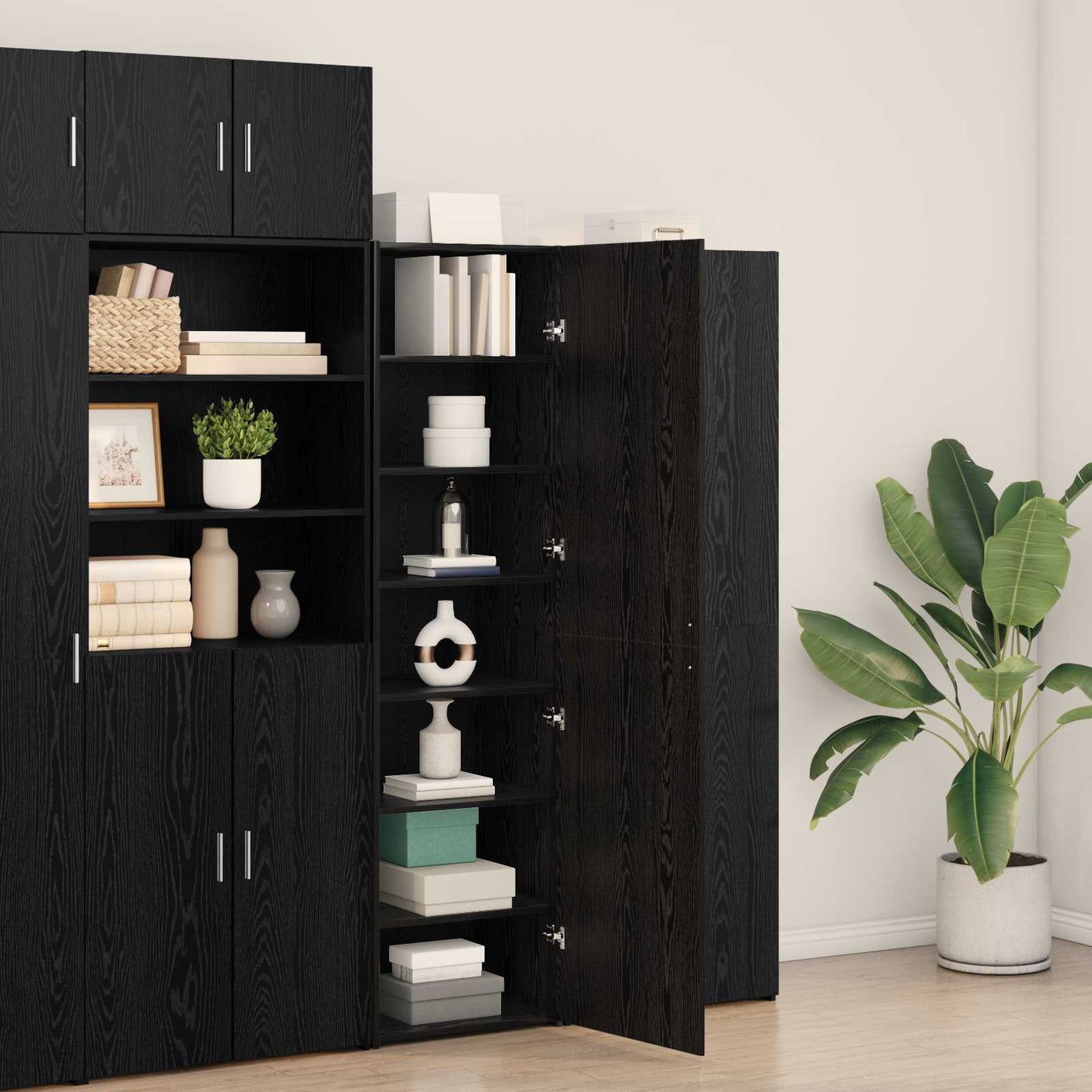 vidaXL Highboard Black Oak 50 x 42.5 x 185 cm