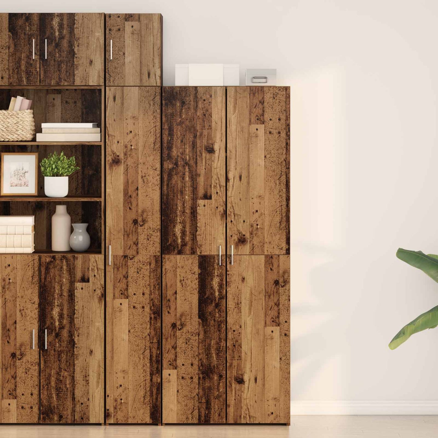 vidaXL Highboard 2 pcs Old Wood 70 x 42.5 x 185 cm