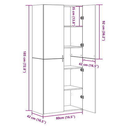 vidaXL Highboard Black Oak 80 x 42 x 185 cm