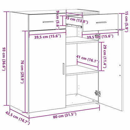 vidaXL Storage Cabinet Artisan Oak 80 x 42.5 x 93 cm