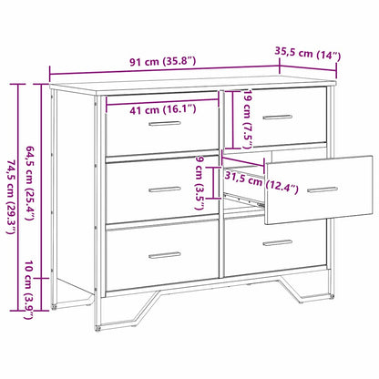 vidaXL Chest of Drawers with Drawer 2 pcs Old Wood 91 x 35.5 x 74.5 cm