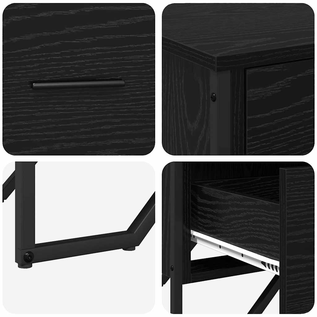 vidaXL Chest of Drawers 2 pcs Black Oak 91 x 35.5 x 74.5 cm