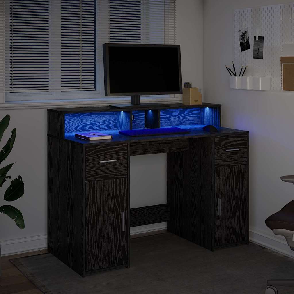 vidaXL Desk with Drawer Black oak 120 x 55 x 91 cm Engineered wood