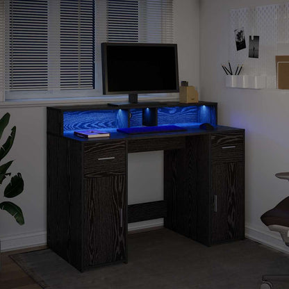 vidaXL Desk with Drawer Black oak 120 x 55 x 91 cm Engineered wood