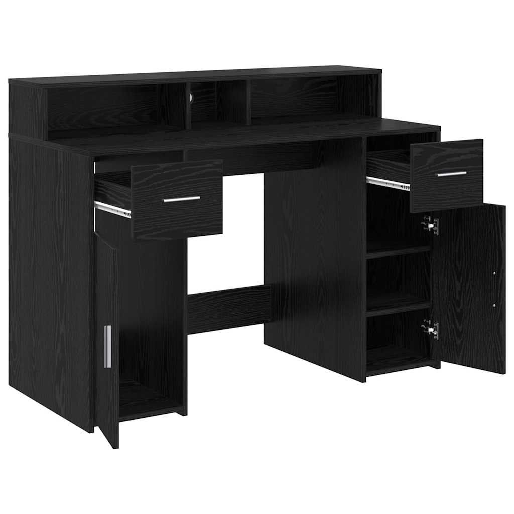vidaXL Desk with Drawer Black oak 120 x 55 x 91 cm Engineered wood