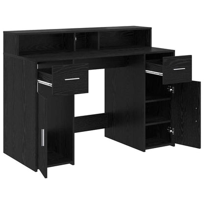 vidaXL Desk with Drawer Black oak 120 x 55 x 91 cm Engineered wood