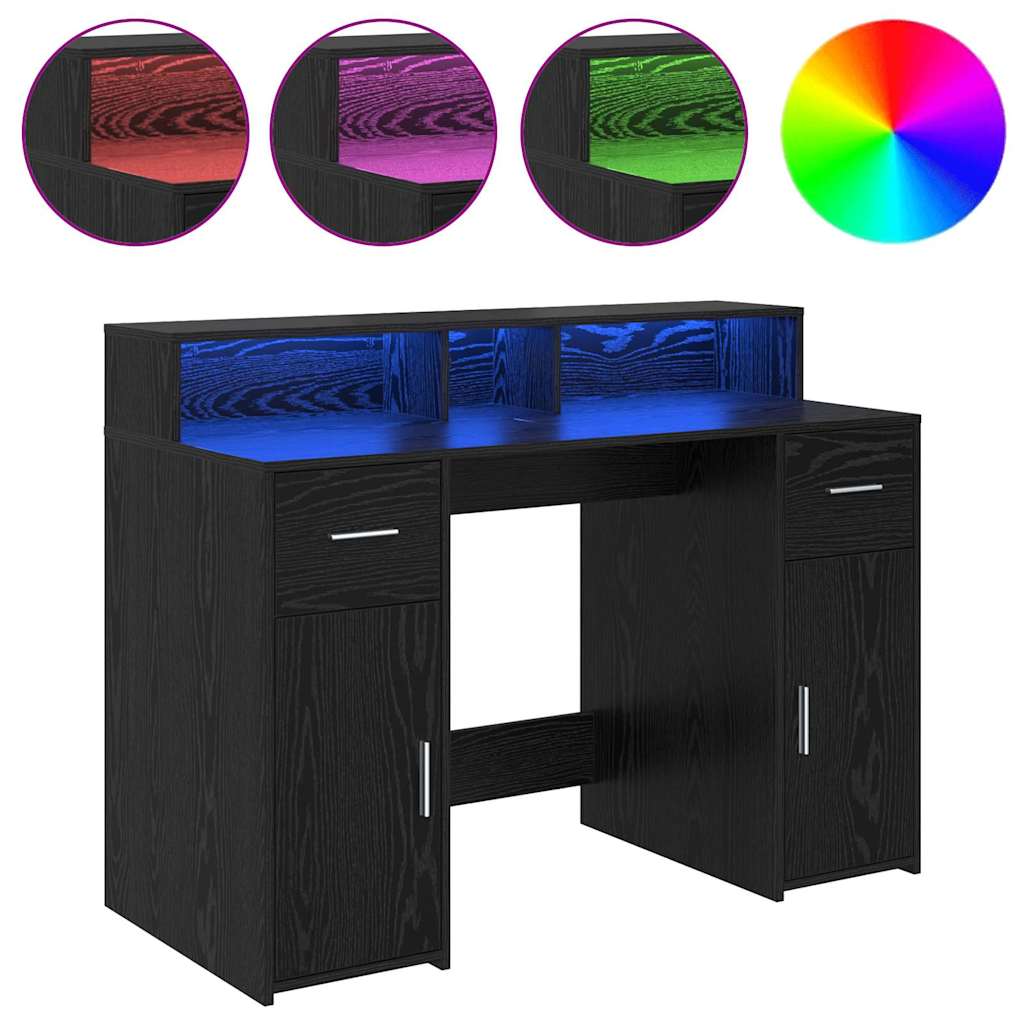 vidaXL Desk with Drawer Black oak 120 x 55 x 91 cm Engineered wood