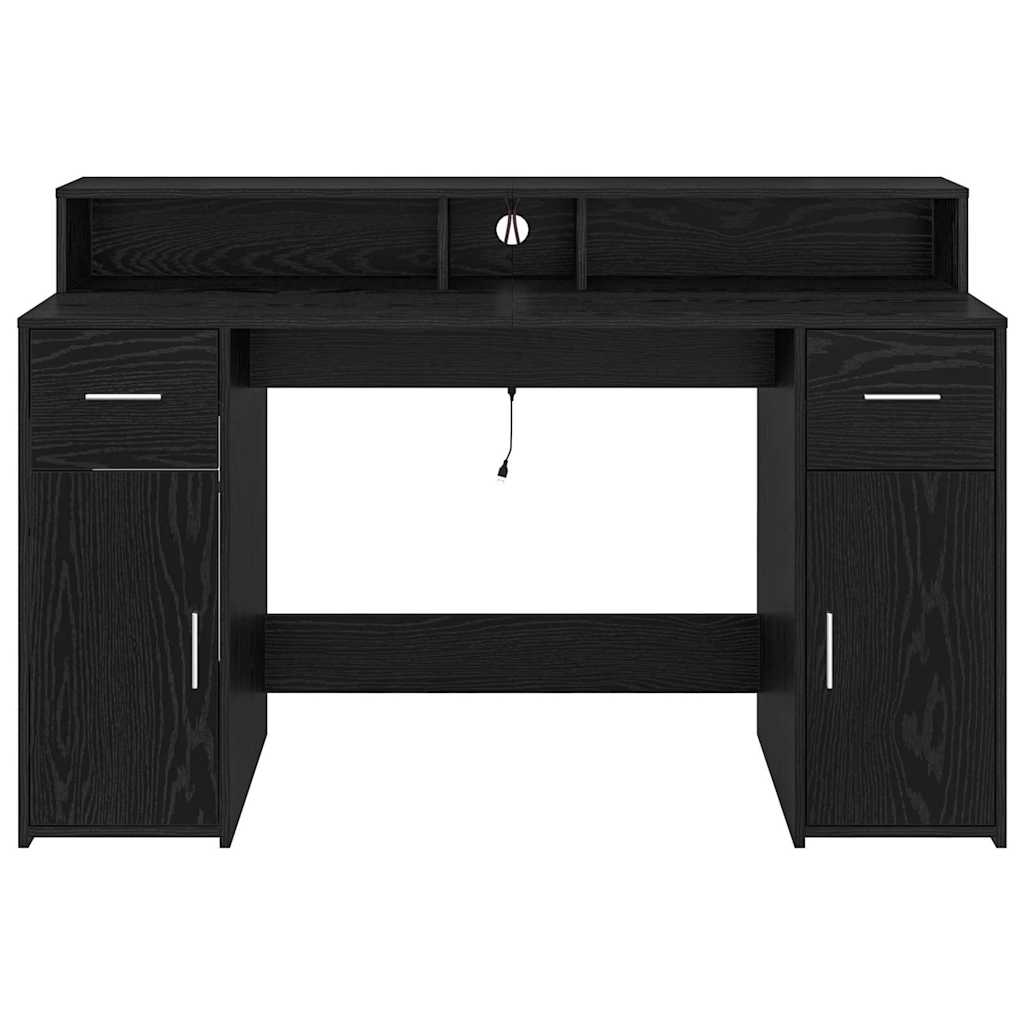 vidaXL Desk with Drawer Black oak 140 x 55 x 91 cm Engineered wood