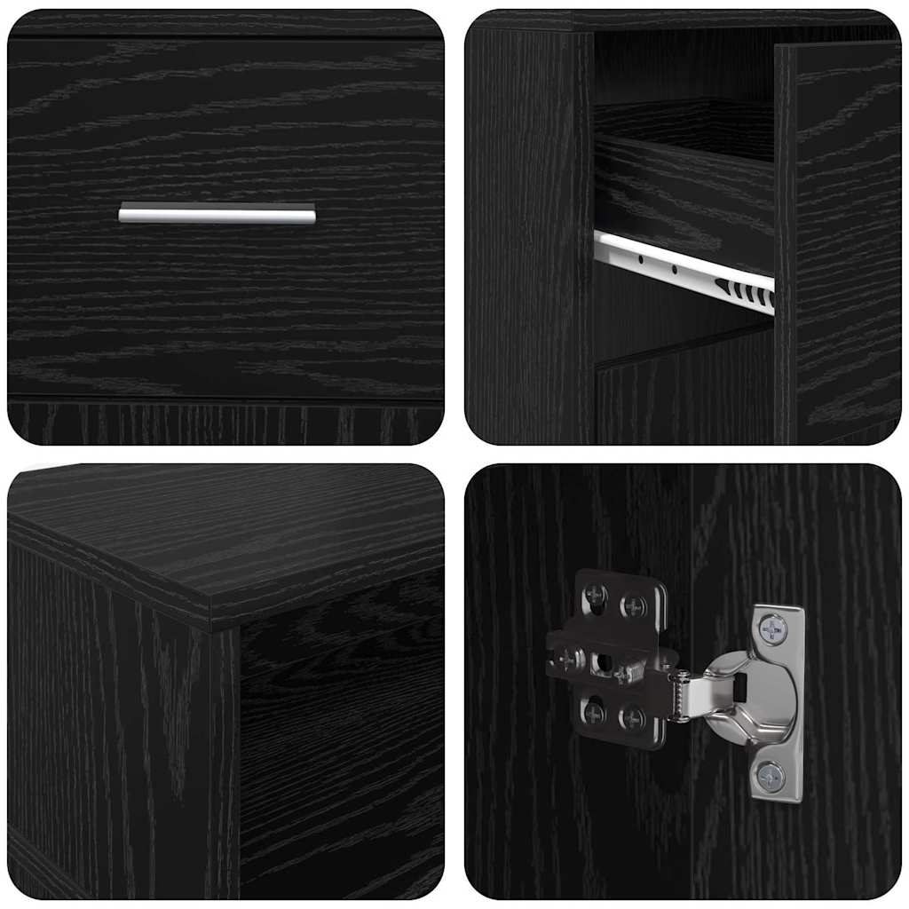 vidaXL Desk with Drawer Black oak 160 x 55 x 91 cm Engineered wood