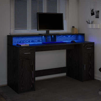 vidaXL Desk with Drawer Black oak 160 x 55 x 91 cm Engineered wood