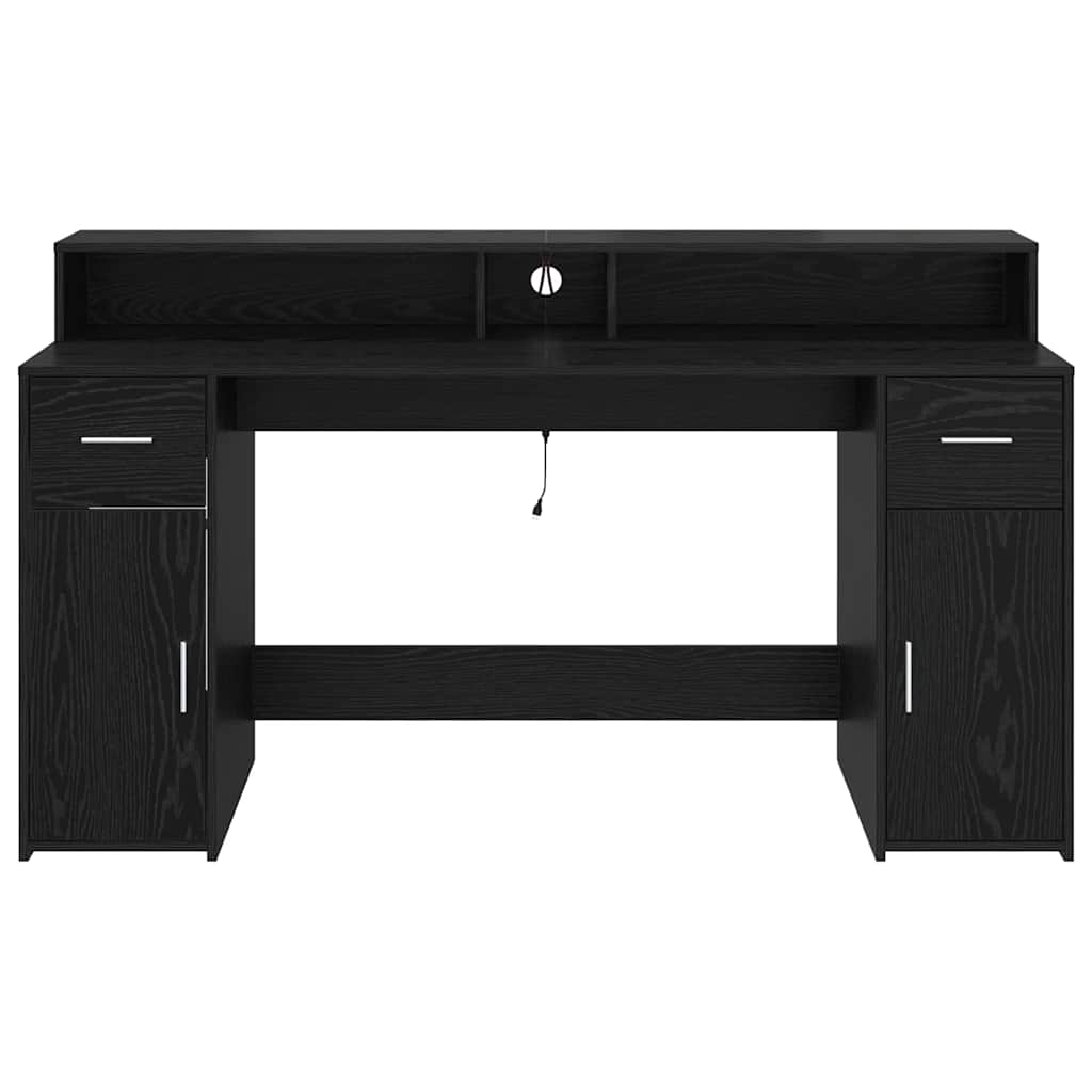 vidaXL Desk with Drawer Black oak 160 x 55 x 91 cm Engineered wood