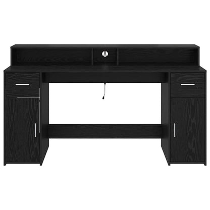 vidaXL Desk with Drawer Black oak 160 x 55 x 91 cm Engineered wood