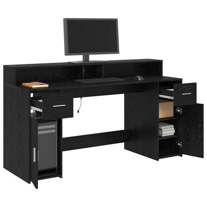 vidaXL Desk with Drawer Black oak 160 x 55 x 91 cm Engineered wood
