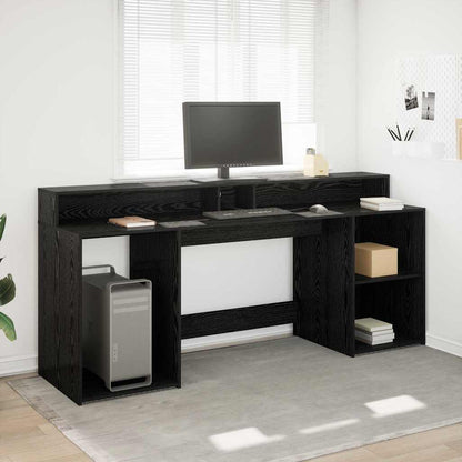 vidaXL Desk with Drawer Black oak 200 x 55 x 91 cm Engineered wood