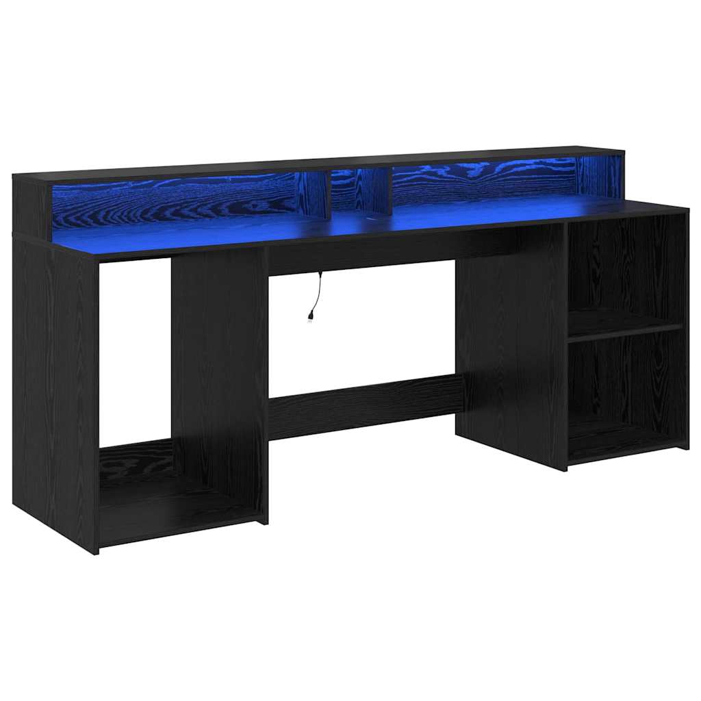 vidaXL Desk with Drawer Black oak 200 x 55 x 91 cm Engineered wood