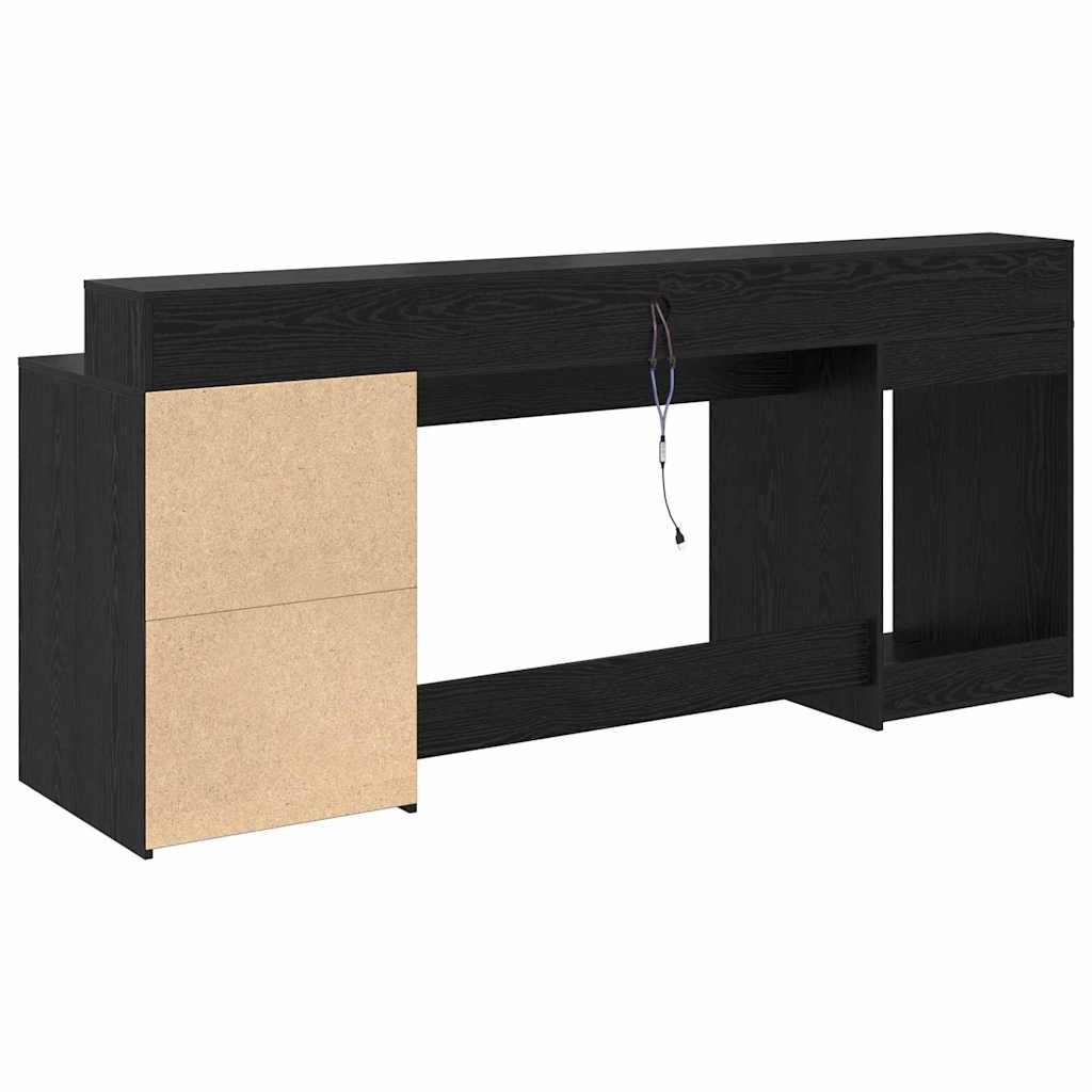 vidaXL Desk with Drawer Black oak 200 x 55 x 91 cm Engineered wood