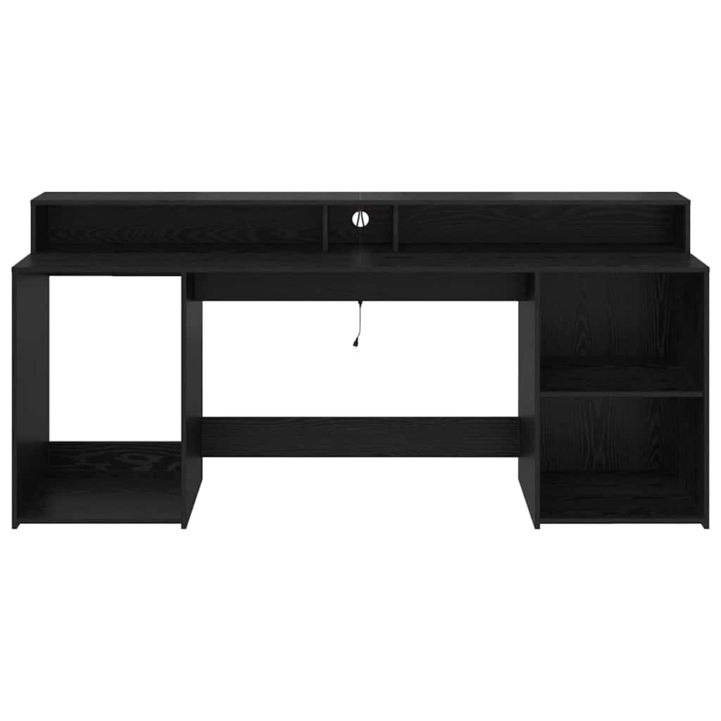 vidaXL Desk with Drawer Black oak 200 x 55 x 91 cm Engineered wood