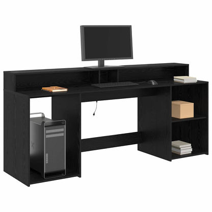 vidaXL Desk with Drawer Black oak 200 x 55 x 91 cm Engineered wood