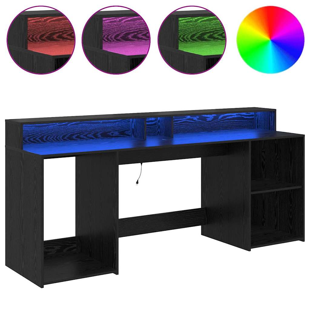 vidaXL Desk with Drawer Black oak 200 x 55 x 91 cm Engineered wood