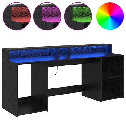 vidaXL Desk with Drawer Black oak 200 x 55 x 91 cm Engineered wood