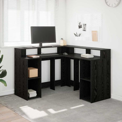 vidaXL Desk Black Oak Engineered wood 130 x 130 x 91 cm