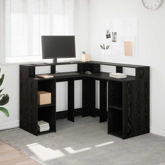 vidaXL Desk Black Oak Engineered wood 130 x 130 x 91 cm