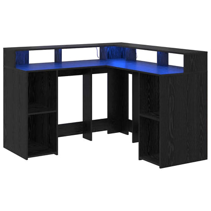 vidaXL Desk with Shelf Black Oak 130 x 130 x 91 cm Engineered wood