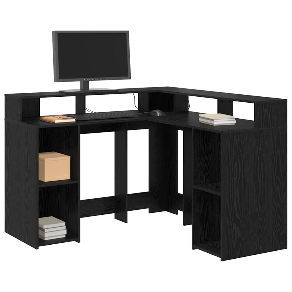 vidaXL Desk Black Oak Engineered wood 130 x 130 x 91 cm