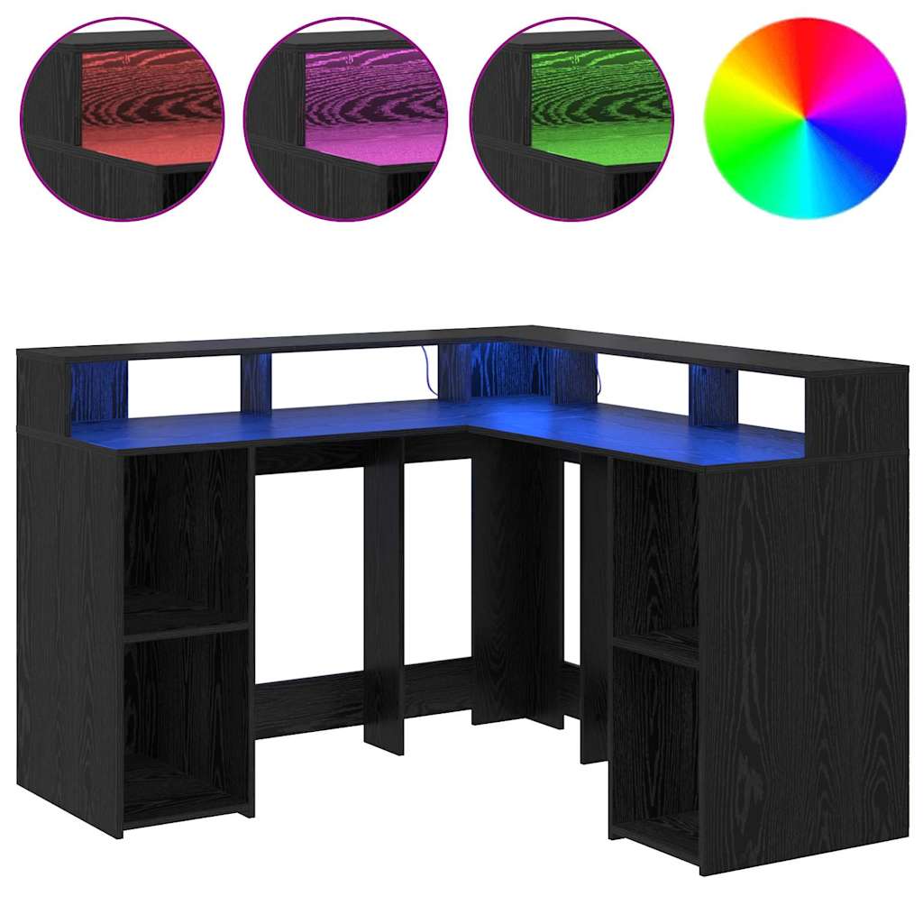 vidaXL Desk Black Oak Engineered wood 130 x 130 x 91 cm