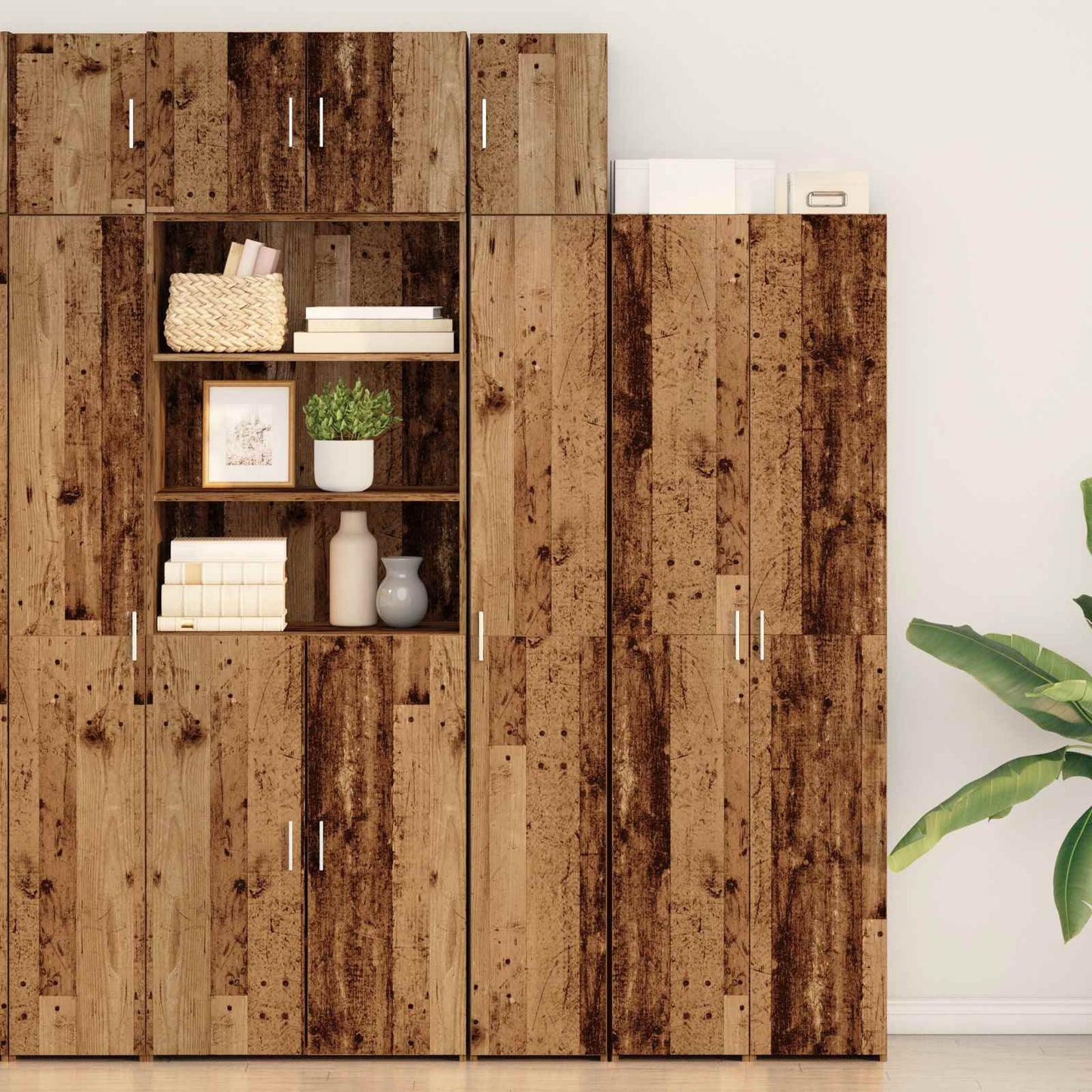 vidaXL 2-piece Storage Cabinet with Shelves 2 pcs Old Wood