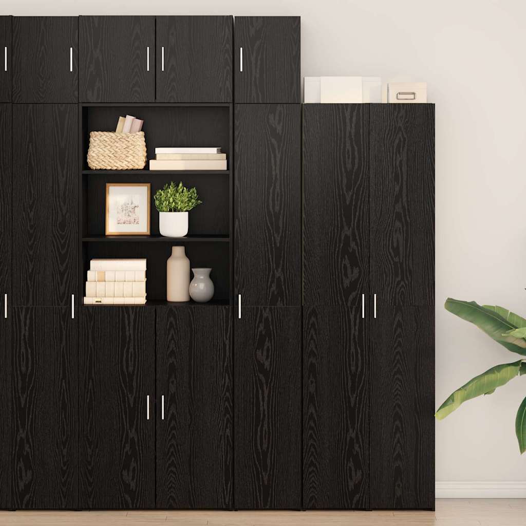 vidaXL 2-piece Storage Cabinet with Shelves 2 pcs Black Oak