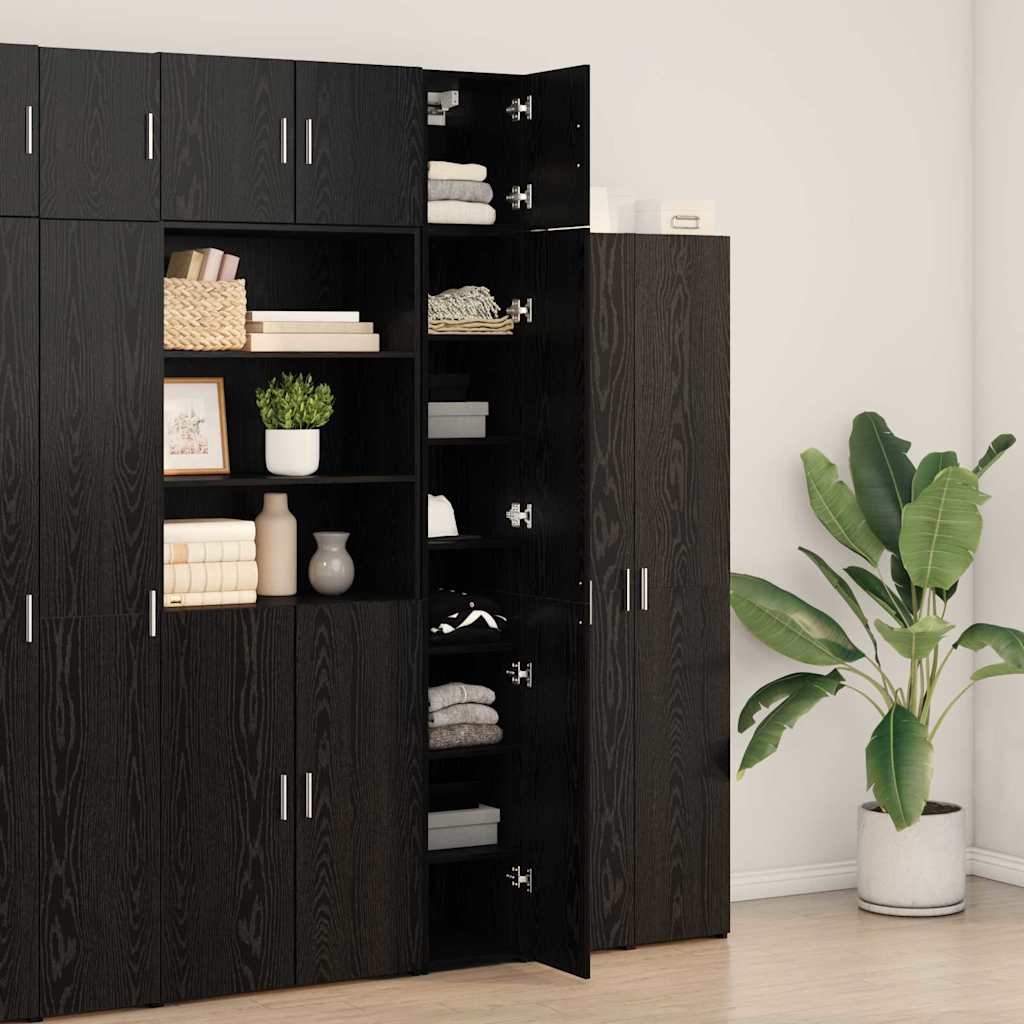 vidaXL 2-piece Storage Cabinet with Shelves 2 pcs Black Oak