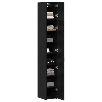 vidaXL 2-piece Storage Cabinet with Shelves 2 pcs Black Oak