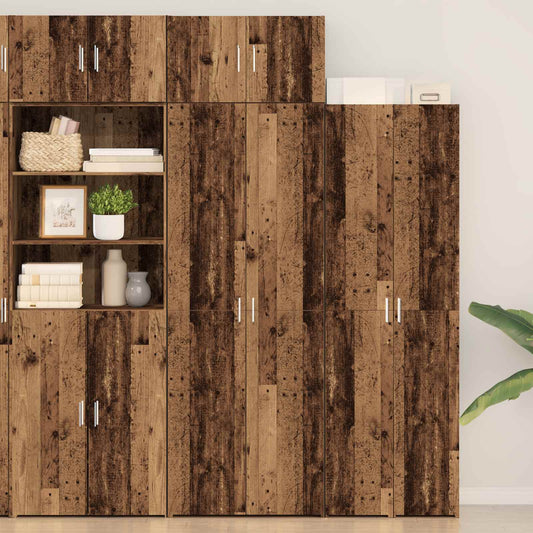 vidaXL Storage Cabinet 2 pcs Old Wood 70 x 42.5 x 185 cm