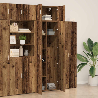 vidaXL Storage Cabinet 2 pcs Old Wood 70 x 42.5 x 185 cm