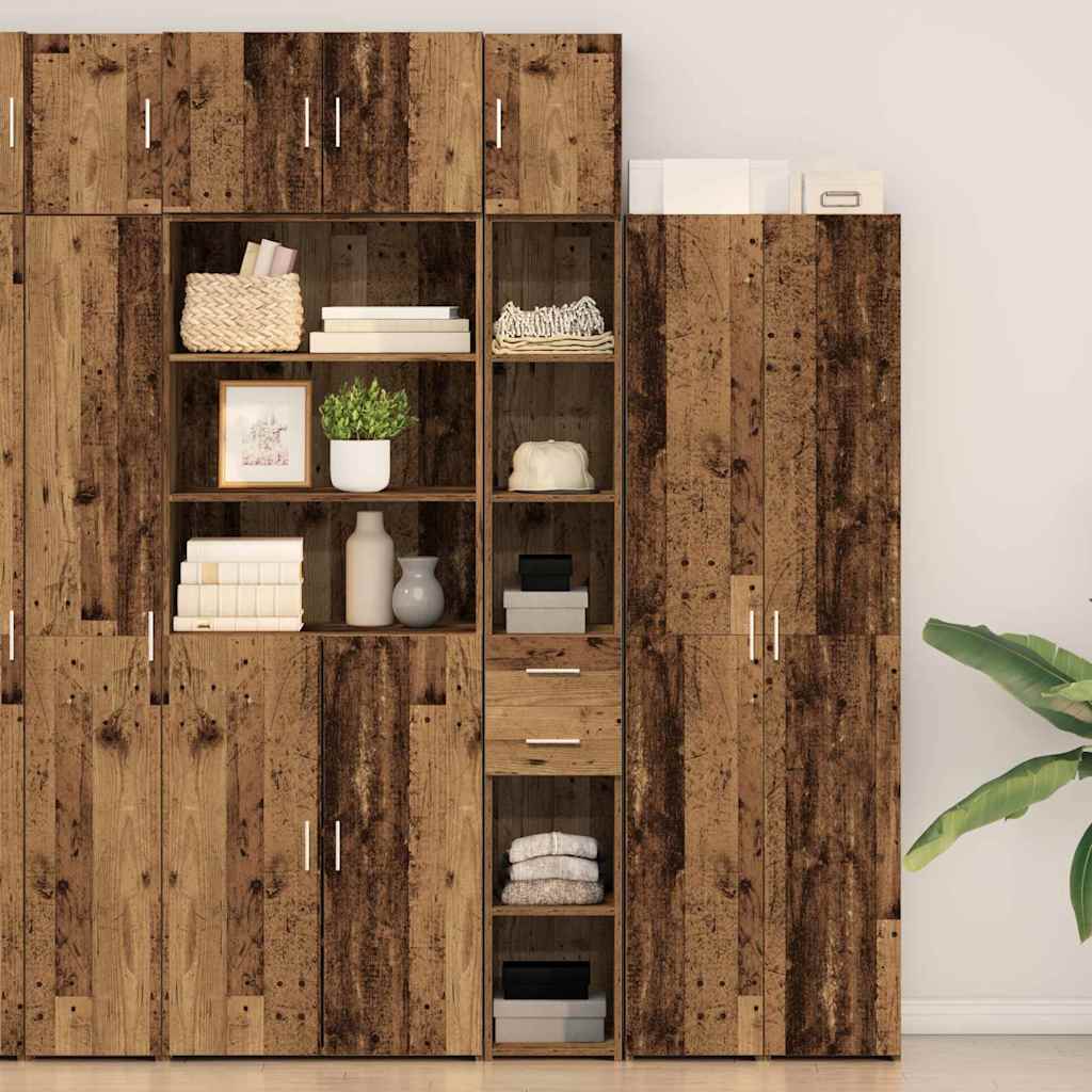vidaXL Storage Cabinet with Drawer 2 pcs Old Wood 30 x 42.5 x 225 cm