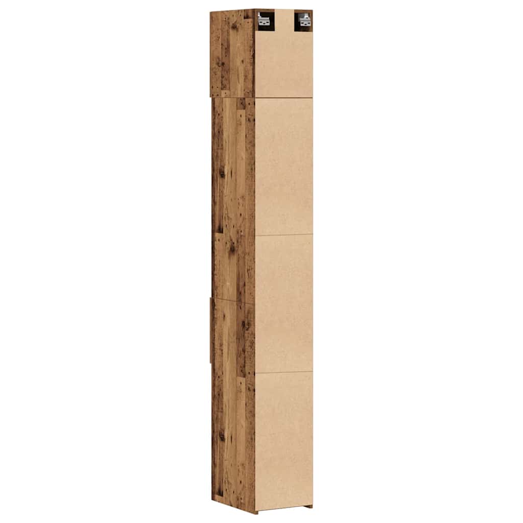 vidaXL Storage Cabinet with Drawer 2 pcs Old Wood 30 x 42.5 x 225 cm